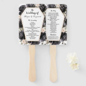 Éventail Café gothique Vintage noir Rose Mariage (Devant et derrière)