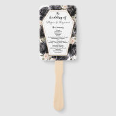 Éventail Café gothique Vintage noir Rose Mariage (Devant)