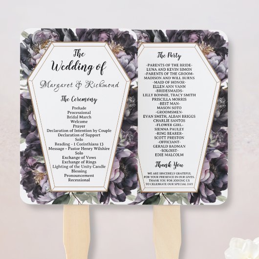 Éventail Café gothique Vintage Peony noir Mariage ventilate