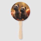 Éventail Cairn Terrier Chiot Automne Citrouille de plaisir (Devant)