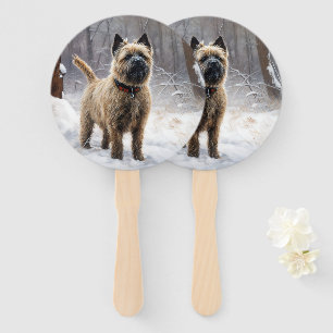 Éventail Cairn Terrier Laissez tomber la neige Noël