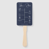 Éventail Calendrier de mariage bleu marine couleur modifiab (Devant)