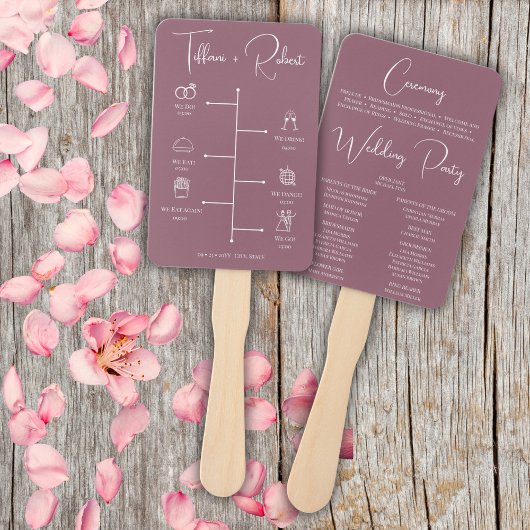 Éventail Calendrier de mariage modifiable couleur rose poud