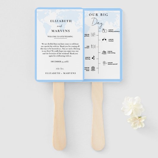 Éventail Calendrier des événements du jour de mariage de vo (Devant et derrière)