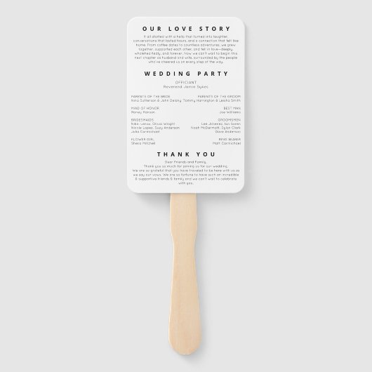 Éventail Calendrier personnalisé de mariage, ordre des évén (Dos)