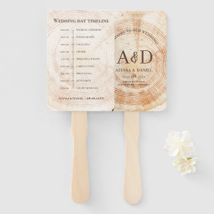 Éventail Calendrier souvenir de mariage en bois rustique