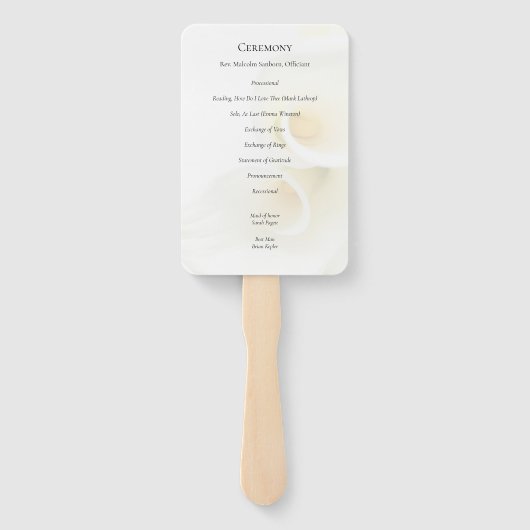 Éventail Calla lys au-dessus de closeuse (Dos)