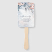 Éventail Calligraphie Floral Mariage Ceremony Blue ID771 (Devant)