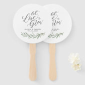 Éventail Calligraphie "Let Love Grow" Verdure rustique (Devant et derrière)