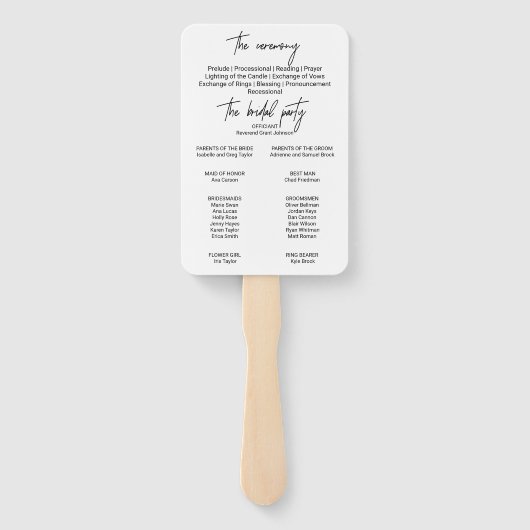 Éventail Calligraphie lunaire Programme de mariage (Dos)