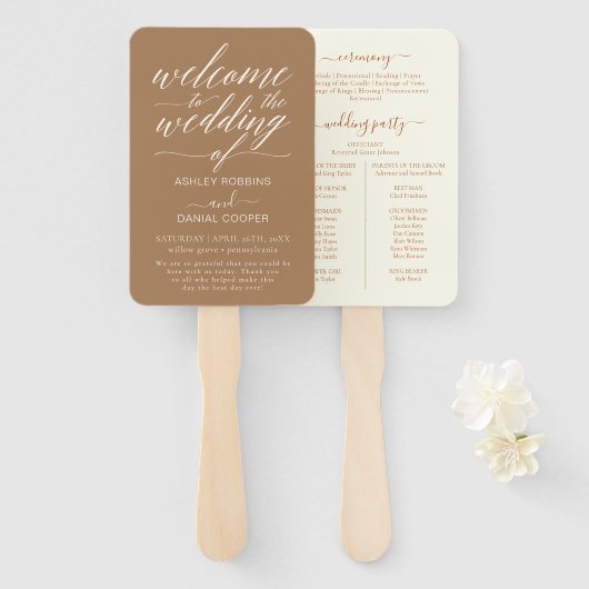 Éventail Calligraphie minimale Nous faisons Mariage Program (Devant et derrière)