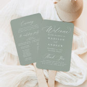 Éventail Calligraphie moderne Sage Green Wedding Programme