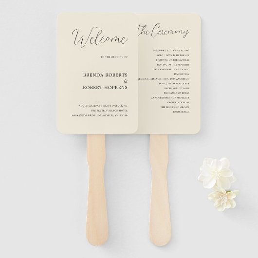 Éventail Calligraphie Noire Sur Ventilateur À Main Mariage  (Devant et derrière)