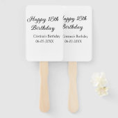 Éventail calligraphie simple minimum heureux 15e anniversai (Devant et derrière)