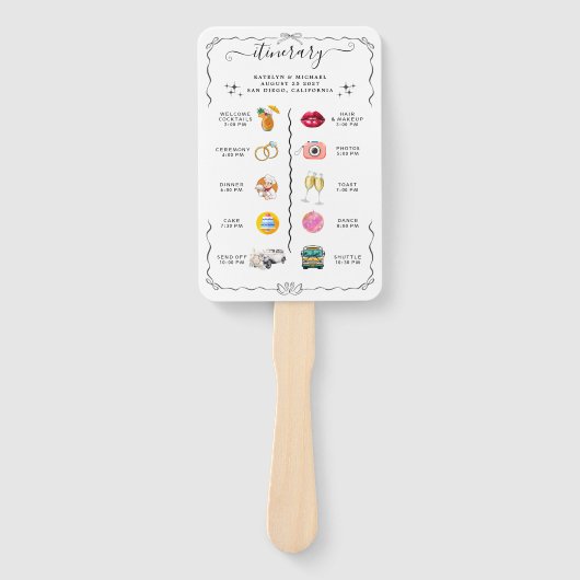 Éventail Calligraphie Whimsical Programme de Mariage de Pho (Devant)