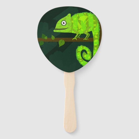 Éventail Caméléon vert mignon (Devant)