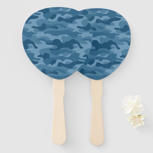 Éventail Camo Monocolore Bleu Acier (Devant et derrière)