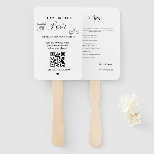 Éventail Capturez la carte de code QR Love Mariage, Carte p (Devant et derrière)