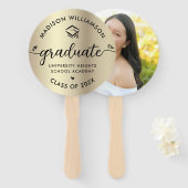 Éventail Capucine à cœurs en écriture noire avec feuille d' (Devant et derrière)