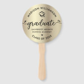 Éventail Capucine à cœurs en écriture noire avec feuille d' (Devant)