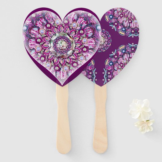 Éventail Cardinal Red Rosace (Devant et derrière)