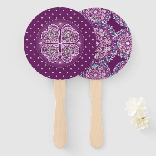 Éventail Cardinal Red Rosace (Devant et derrière)