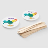 Éventail Caricature amusante du coq à rames (Non-assemblé)