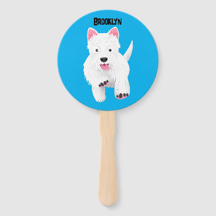 Éventail Caricature blanche de terrier de l'ouest