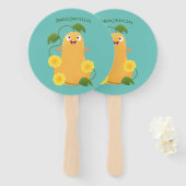 Éventail Caricature citrouille gourde en beuret joyeux (Devant et derrière)