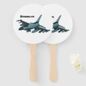 Éventail Caricature d'avion de chasse militaire (Devant et derrière)