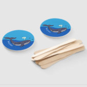 Éventail Caricature de baleine mignonne et de baleine de ve (Non-assemblé)