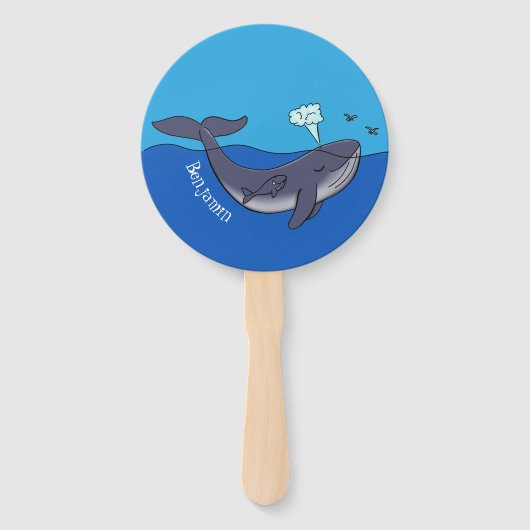 Éventail Caricature de baleine mignonne et de baleine de ve (Devant)