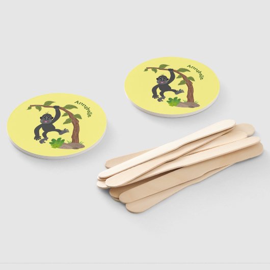 Éventail Caricature de bébé gorille joyeux (Non-assemblé)