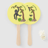 Éventail Caricature de bébé gorille joyeux (Devant et derrière)