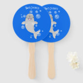 Éventail Caricature de bulles de narval joyeux (Devant et derrière)