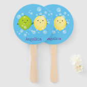 Éventail Caricature de chaux de citron joyeux (Devant et derrière)