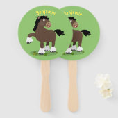 Éventail Caricature de cheval de trait de Cute Clydesdale (Devant et derrière)