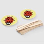 Éventail Caricature de coccinelle rouge joyeux (Non-assemblé)