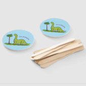 Éventail Caricature de dinosaure de brontosaurus vert migno (Non-assemblé)