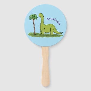 Éventail Caricature de dinosaure de brontosaurus vert migno