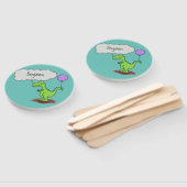 Éventail Caricature de dragon dragon drôle et vert respiran (Non-assemblé)