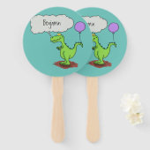 Éventail Caricature de dragon dragon drôle et vert respiran (Devant et derrière)