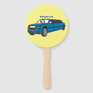 Éventail Caricature de la Limousine bleu mignonne