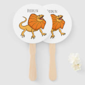 Éventail Caricature de lézard à col frisé orange (Devant et derrière)