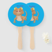 Éventail Caricature de lézard de dragon à barbe (Devant et derrière)