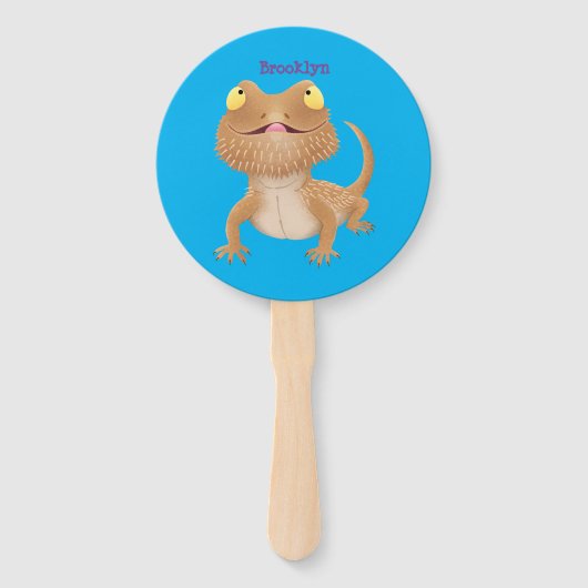 Éventail Caricature de lézard de dragon à barbe (Devant)