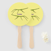 Éventail Caricature de mignon rouge vert avec des visages h (Devant et derrière)