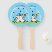 Éventail Caricature de moutons mignons amis et papillons (Devant et derrière)