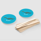 Éventail Caricature de plesiosaure, monstre marin mignon et (Non-assemblé)