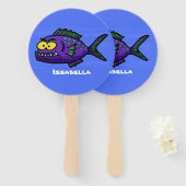 Éventail Caricature de poisson de Piranha (Devant et derrière)